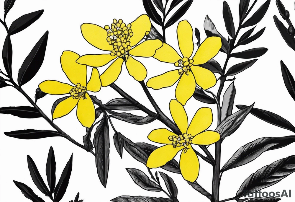 national Australian flower (waratha or the golden wattle), simple/not to detailed, placed to be able to extend a whole bouquet tattoo idea