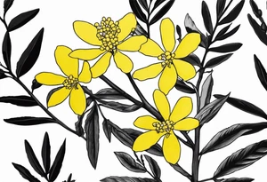 national Australian flower (waratha or the golden wattle), simple/not to detailed, placed to be able to extend a whole bouquet tattoo idea