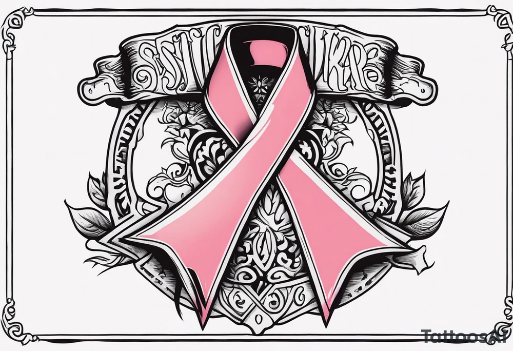 breast cancer ribbon survivor old west cowgirl simple tattoo idea