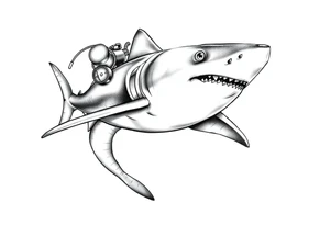 shark scuba diving tattoo idea