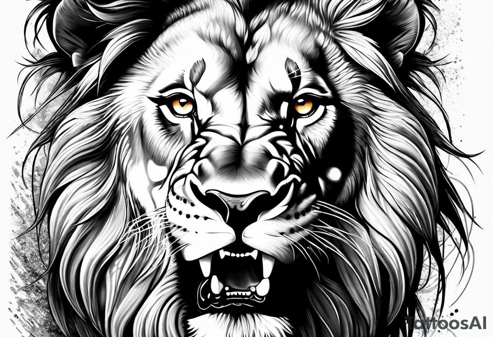 angry lion tattoo idea