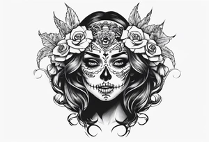 Catrina head with between teeth, from side tattoo idea