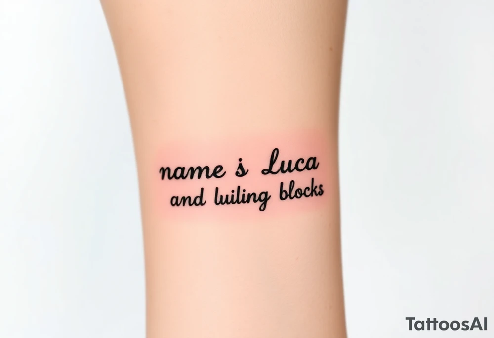 The name luca and building blocks tattoo idea