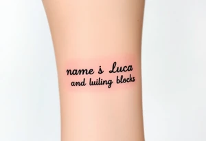 The name luca and building blocks tattoo idea