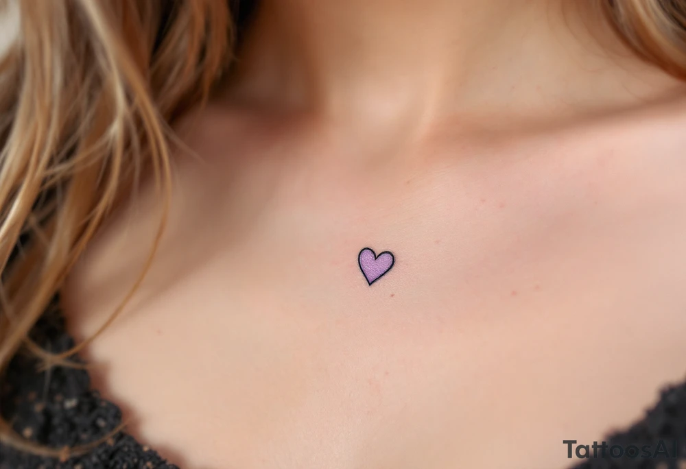 Matching tiny hearts shaded in lavender, placed delicately on collarbone of each partner. tattoo idea