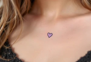 Matching tiny hearts shaded in lavender, placed delicately on collarbone of each partner. tattoo idea