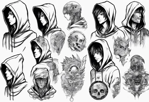 Anime guy in a hoodie tattoo idea