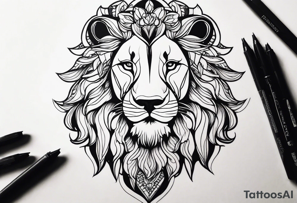 Powerful majestic lion tattoo idea