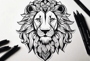 Powerful majestic lion tattoo idea