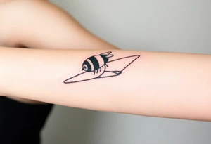 jet plane with a bumble bee flying it tattoo idea