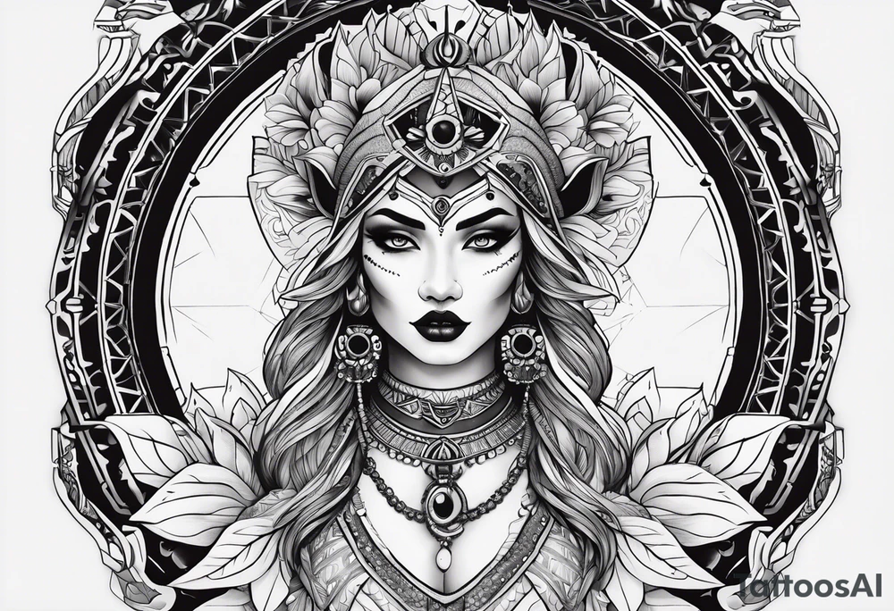 kali ma, alien goddess, valkrye, pirate, divine feminine, zenza resonance, pachamama, lotus azul, blank panther, eagle, skull, 5D, nueva gaya, dna 12 tattoo idea