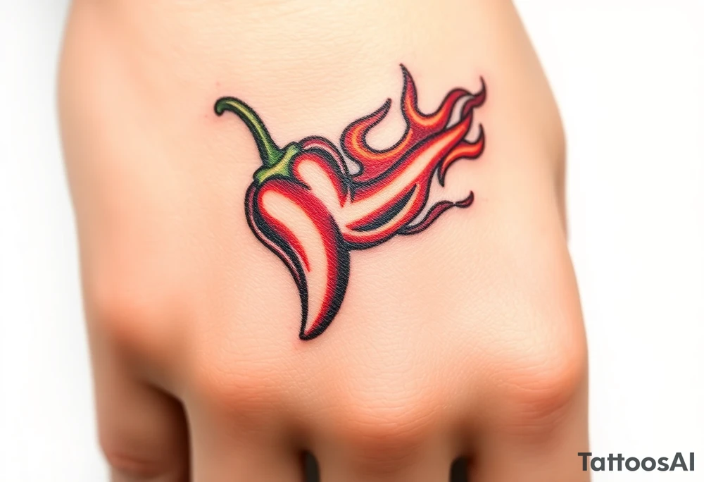 Chili pepper with flames tattoo idea