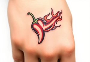 Chili pepper with flames tattoo idea