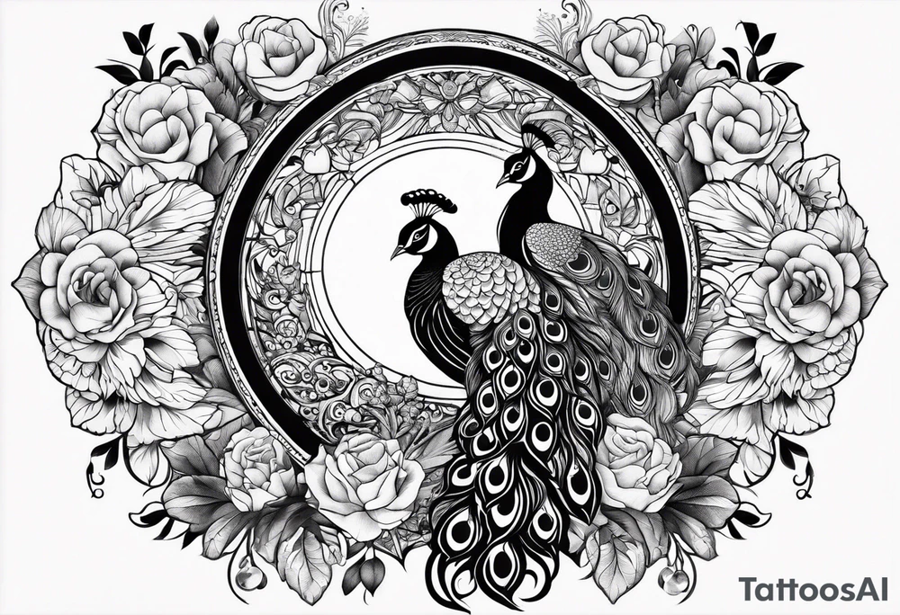Peacock and butterfly tattoo idea