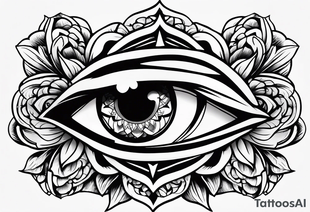 mystic eye rose tattoo idea