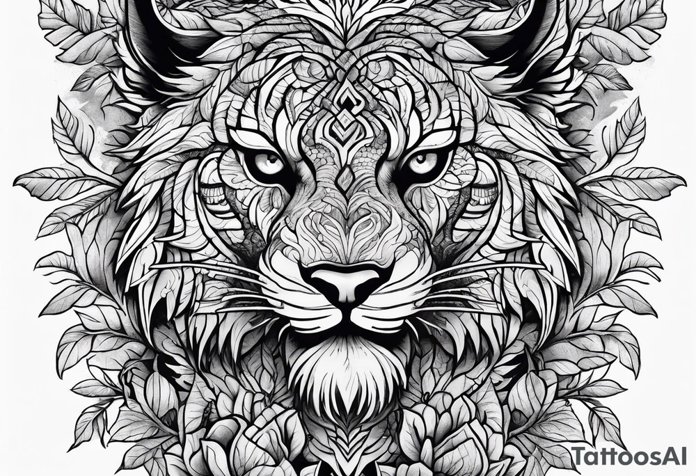 bark and foliage tattoo idea