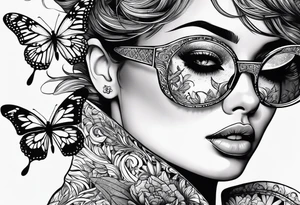 Life finds a way saying add glasses to woman tattoo idea