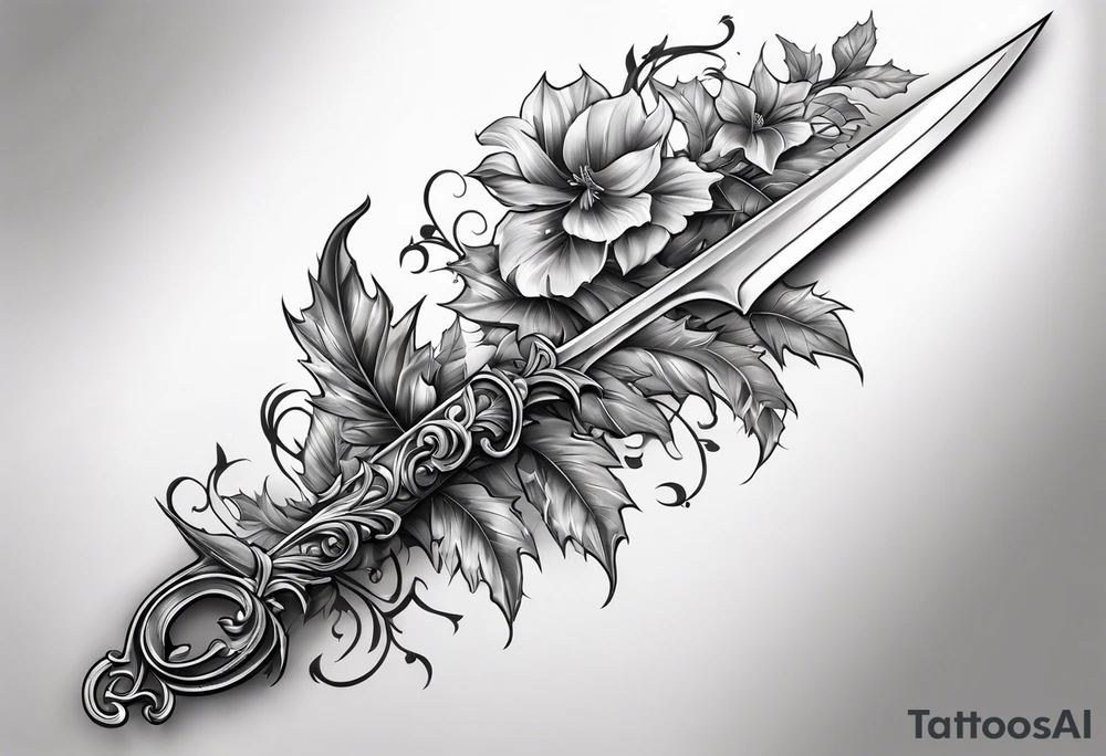 A Rapier blade down my spine with leafy vines surrounding the blade tattoo idea