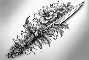 A Rapier blade down my spine with leafy vines surrounding the blade tattoo idea