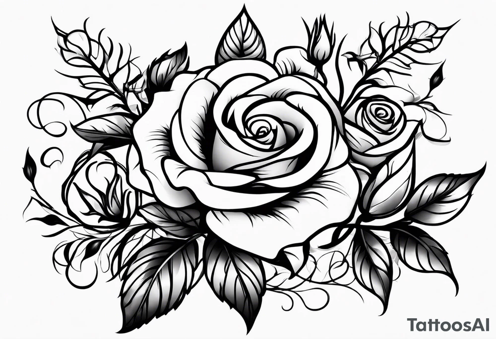 roses with vines tattoo idea