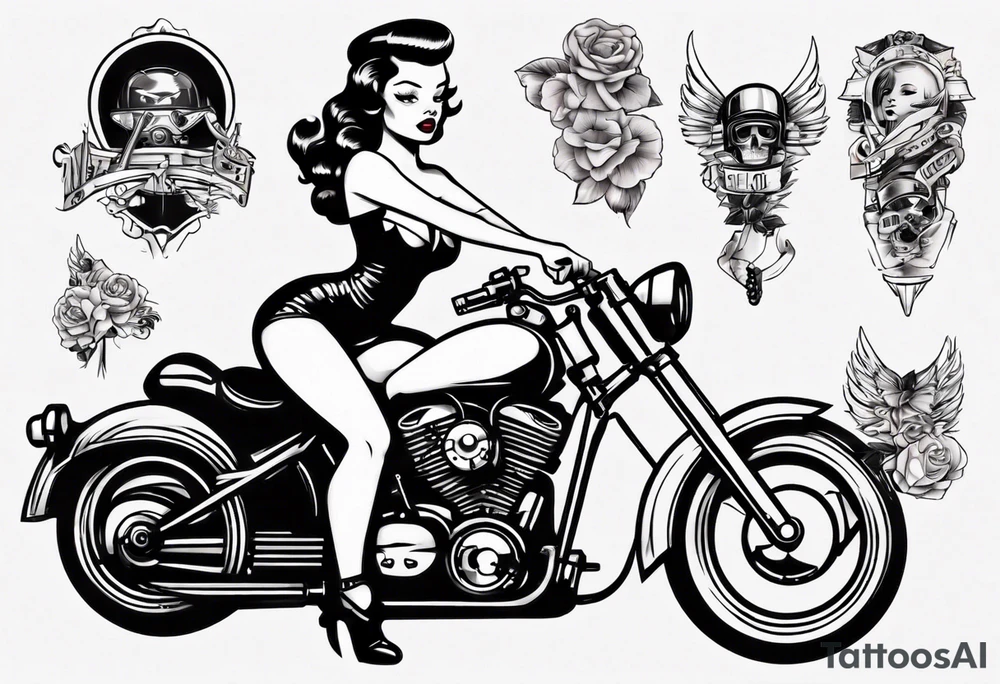 pinup doll on a motorcycle tattoo idea