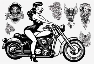 pinup doll on a motorcycle tattoo idea