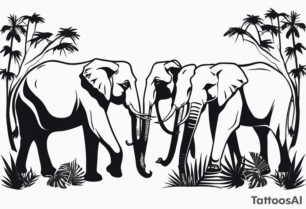 ELEPHANTS IN JUNGLE tattoo idea