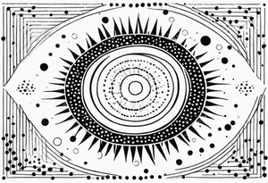 simple sunshine made of black dots with circles. indian vibe tattoo idea