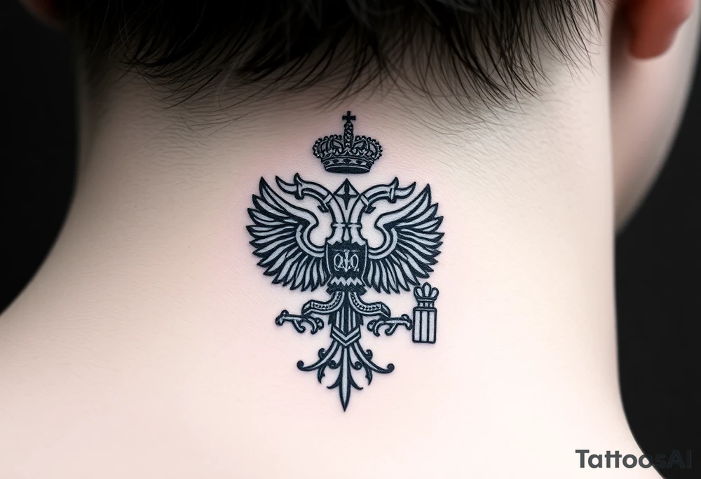 St. George 
3 russian imperial crowns above the Russian coat of arms double eagle
Russian sabre
The Kremlin or St. Basil's Cathedral scene 
on the side of my neck tattoo idea