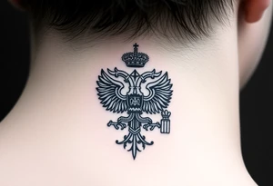 St. George 
3 russian imperial crowns above the Russian coat of arms double eagle
Russian sabre
The Kremlin or St. Basil's Cathedral scene 
on the side of my neck tattoo idea