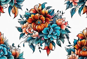 floral prints seamless ,colorful tattoo idea
