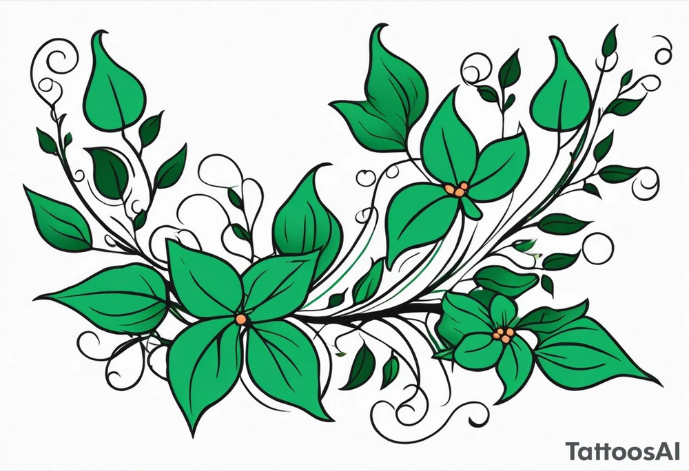 Vines with thick green leaves and muted flowers. Will start above the wrist and wrap around forarm ending at elbow tattoo idea