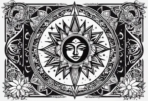 1 small sun, star, moon and the words, "My Blood, Your Blood, Our Blood" tattoo idea