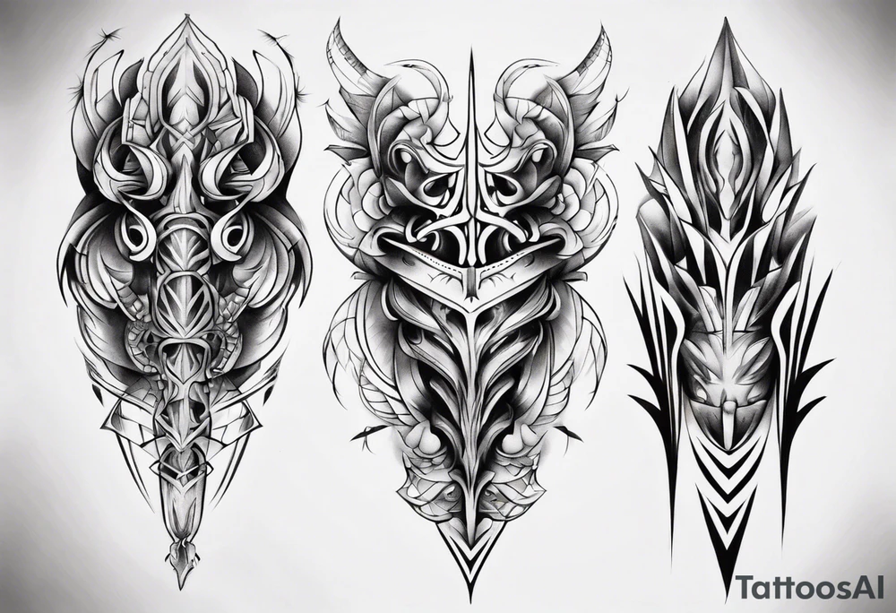 Leg armor symmetrical tattoo idea