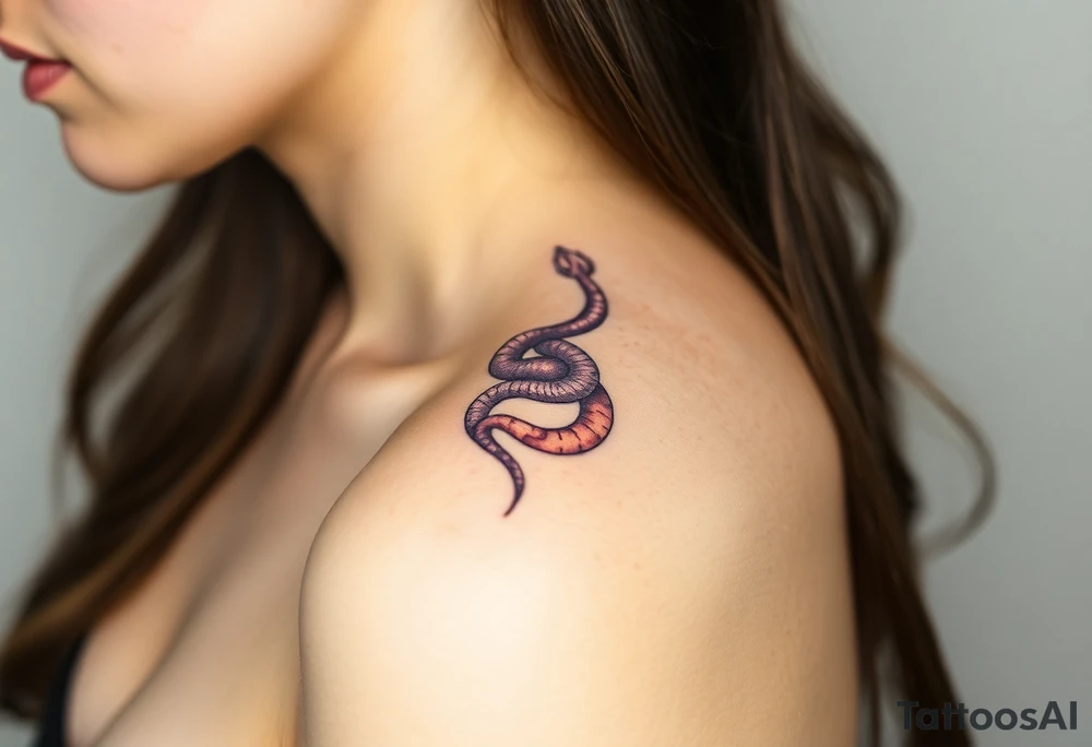 A lilac and golden Ouroboros snake forming cyrcle touching its tail tip, with cosmic patterns resembling a swirling galaxy within its body. tattoo idea