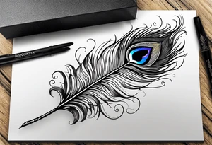 pen arrow peacock feather tattoo idea
