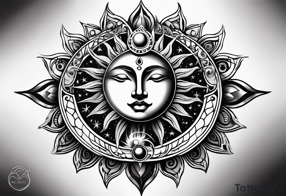 Sun and moon tattoo idea