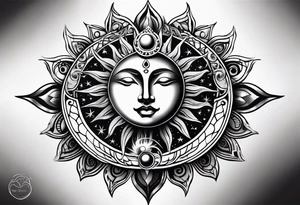 Sun and moon tattoo idea