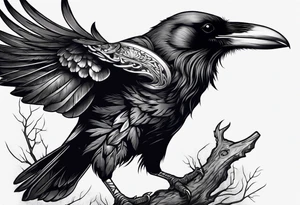 Raven carrying a skull tattoo idea
