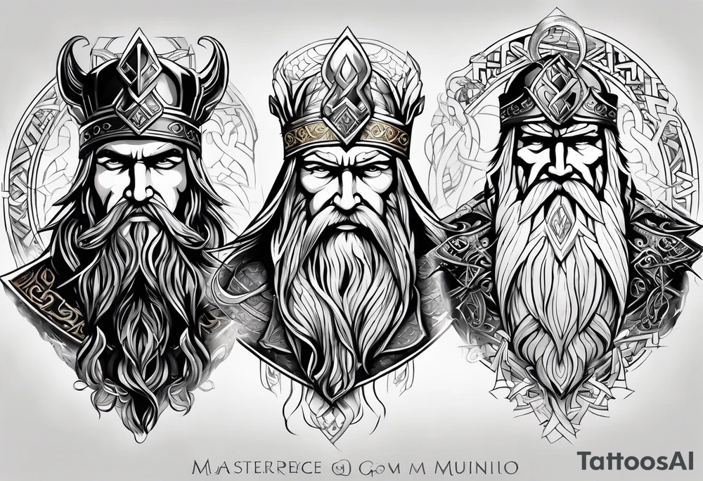 Norse god Odin with hugin and munin tattoo idea