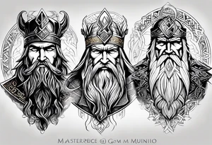 Norse god Odin with hugin and munin tattoo idea
