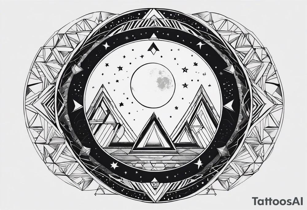 geometric simple moon with triangles inside a circle tattoo idea geometric simple moon with triangles inside a circle tattoo idea