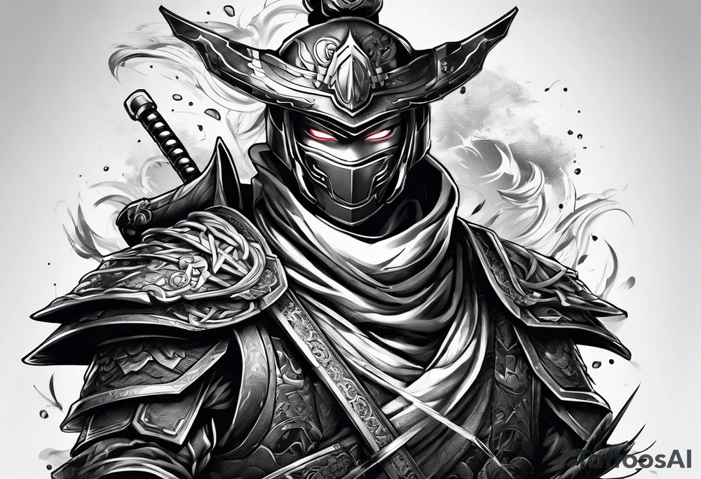 Male Modern robot ninja tattoo idea