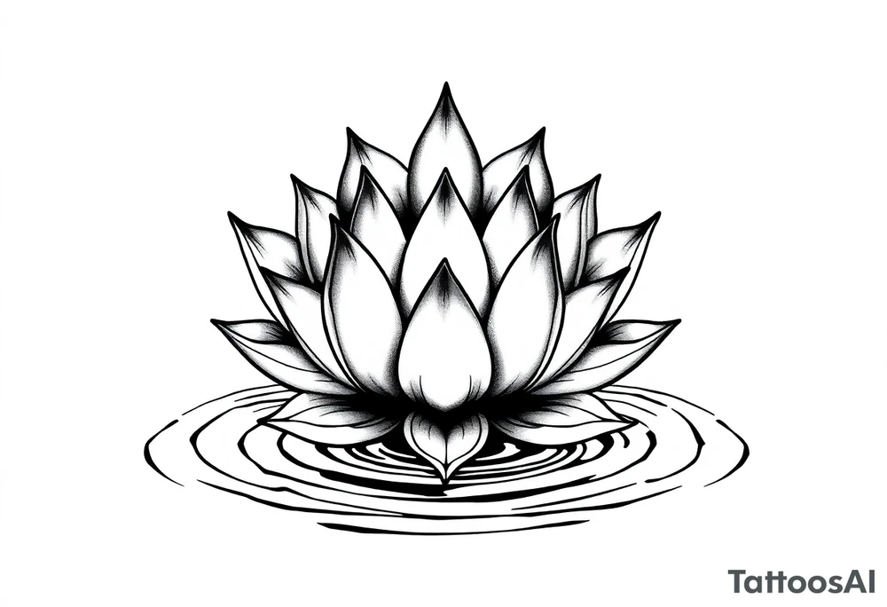 serene lotus flower emerging from sacred waters with ripples tattoo idea