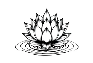 serene lotus flower emerging from sacred waters with ripples tattoo idea