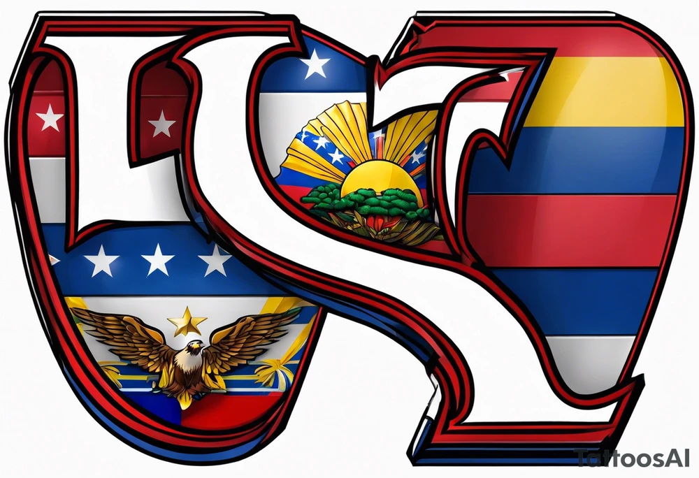 Venezuela letters with the flag color tattoo idea