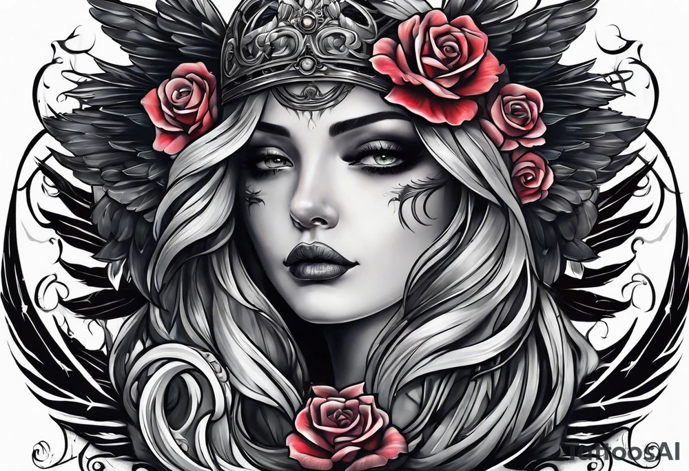 portrait of the angel of death tattoo idea