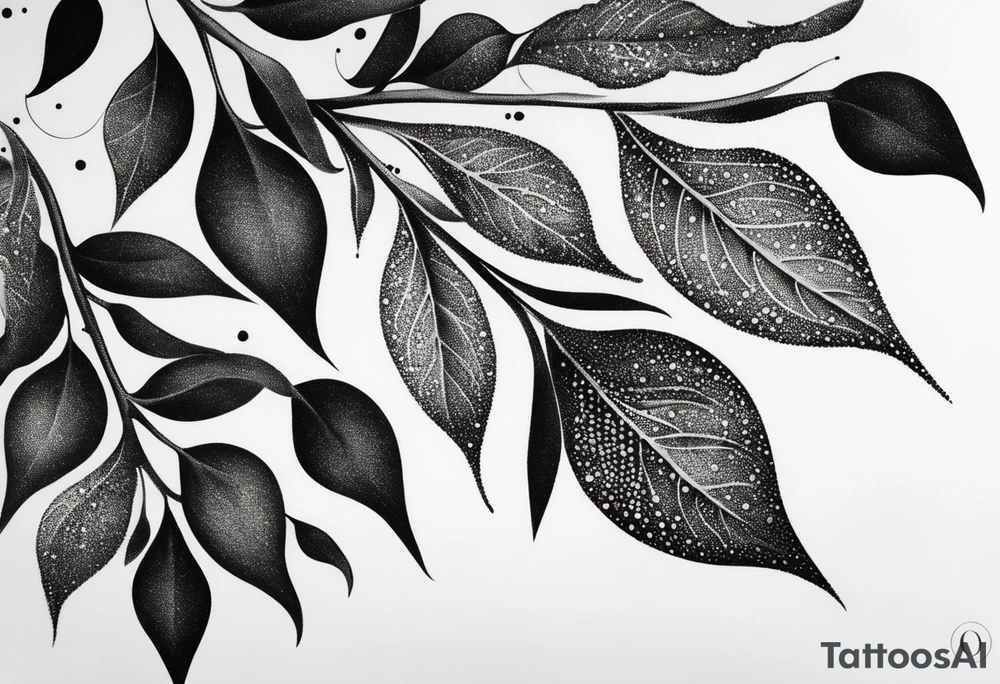 very simple design of leaves with flow , white background tattoo idea