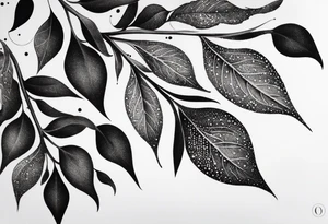 very simple design of leaves with flow , white background tattoo idea