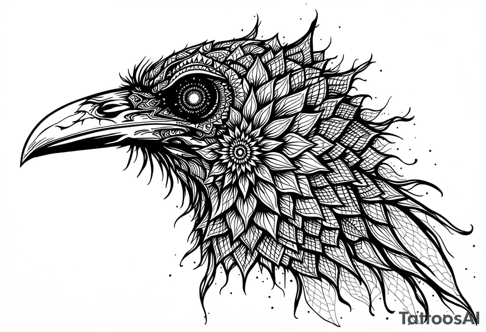 Mandala  raven tattoo idea